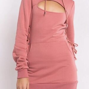 AKIRA Pink Cutout Hoodie Sweatshirt
